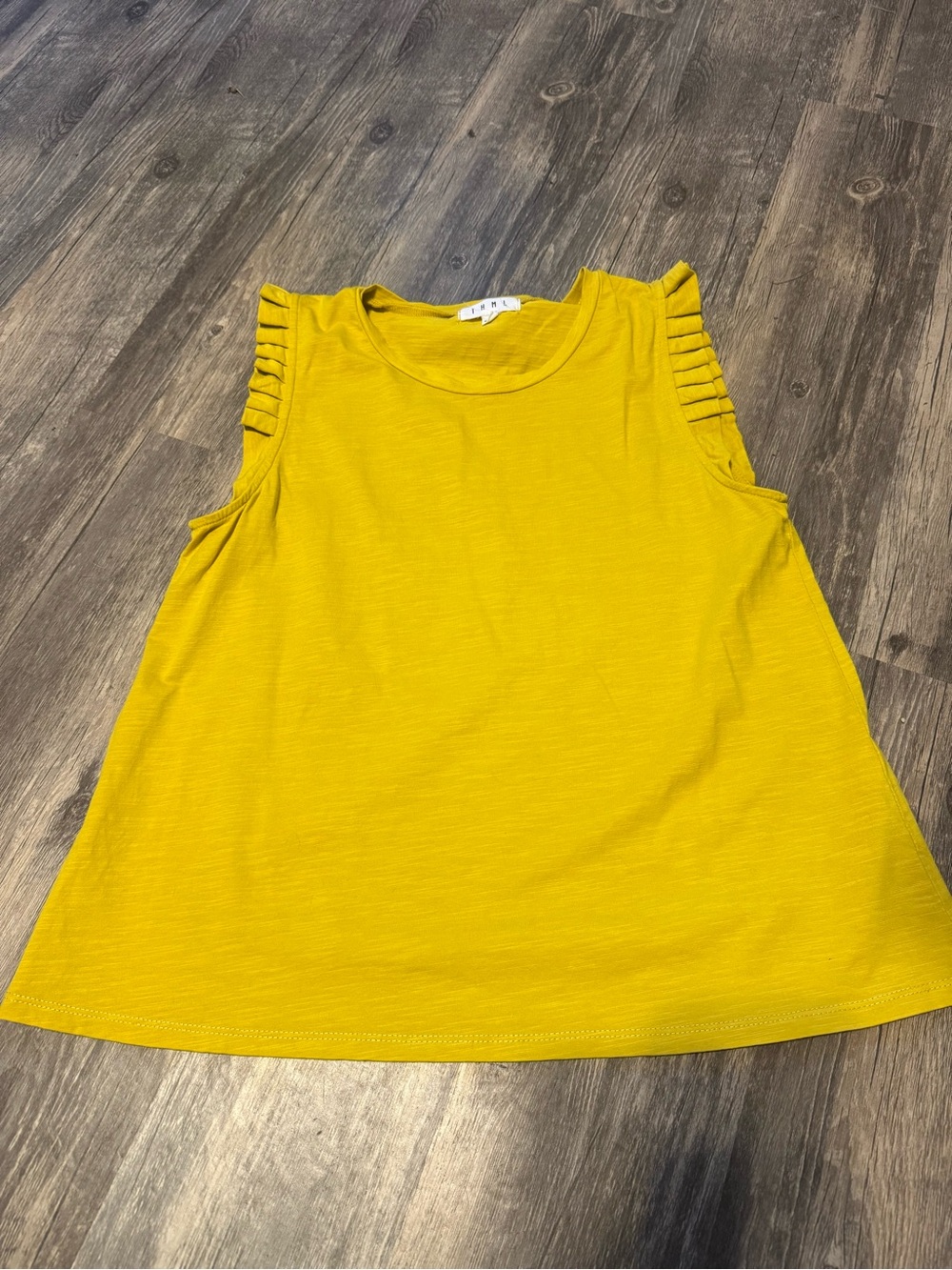 THML Mustard Yellow Ruffle Shoulder Tank Top